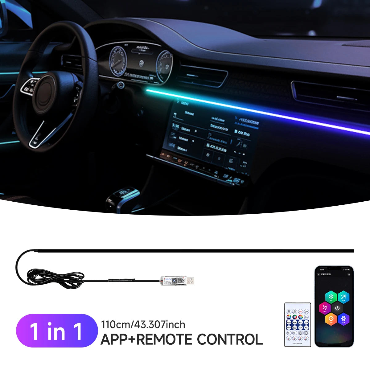 Neon LED Car Interior Ambient Foot Strip