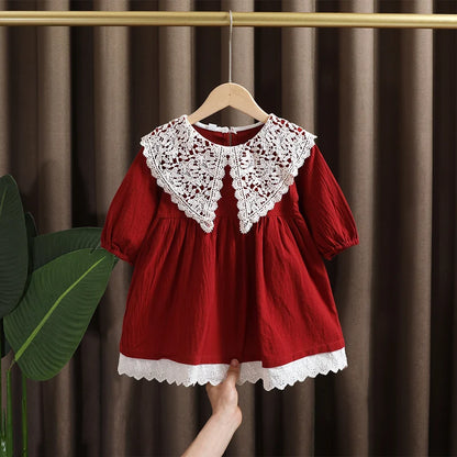 Spring baby girl lace long sleeve dress