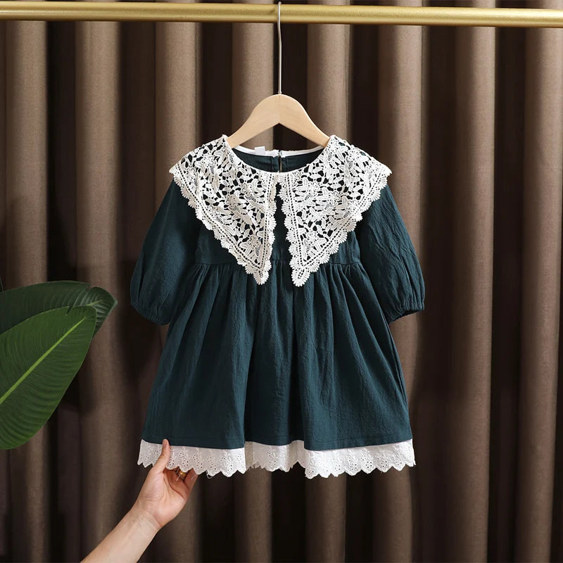 Spring baby girl lace long sleeve dress