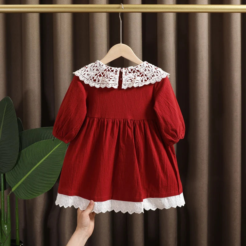Spring baby girl lace long sleeve dress