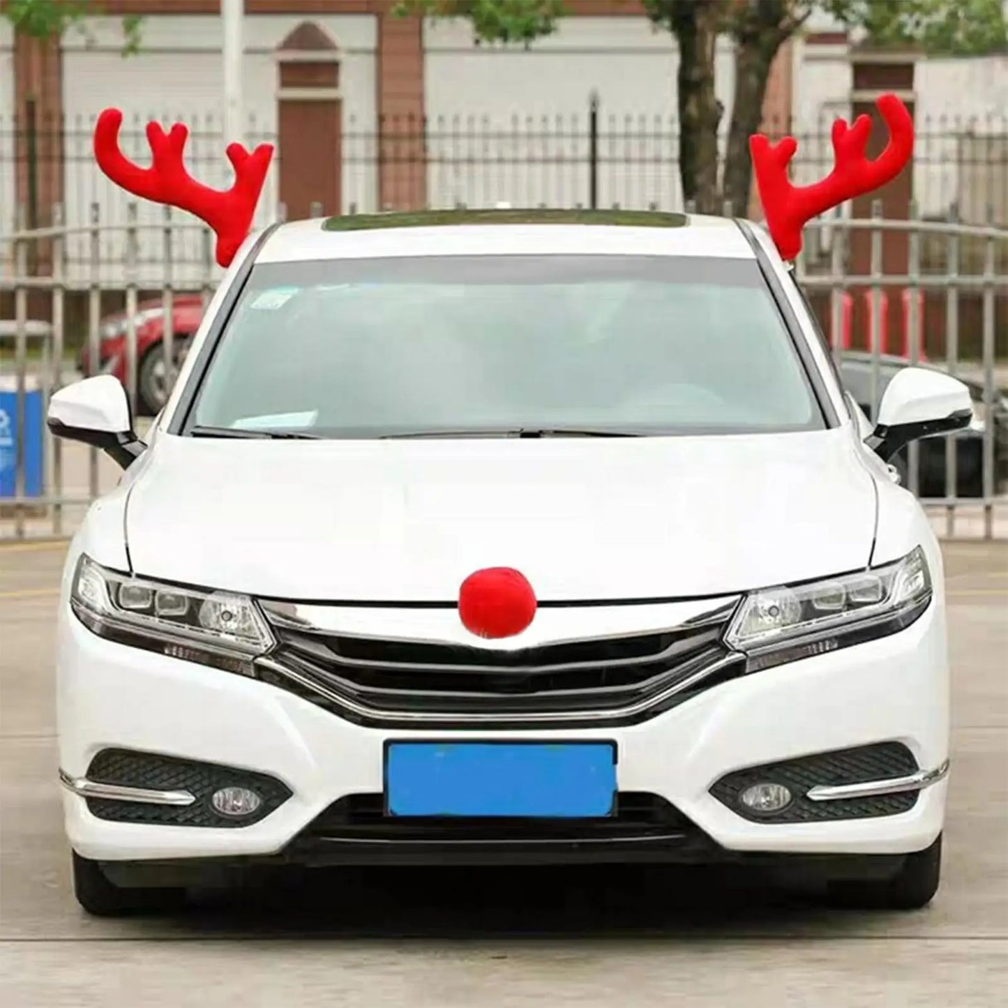 Christmas LED Car Antlers and Red Nose Decoration Set