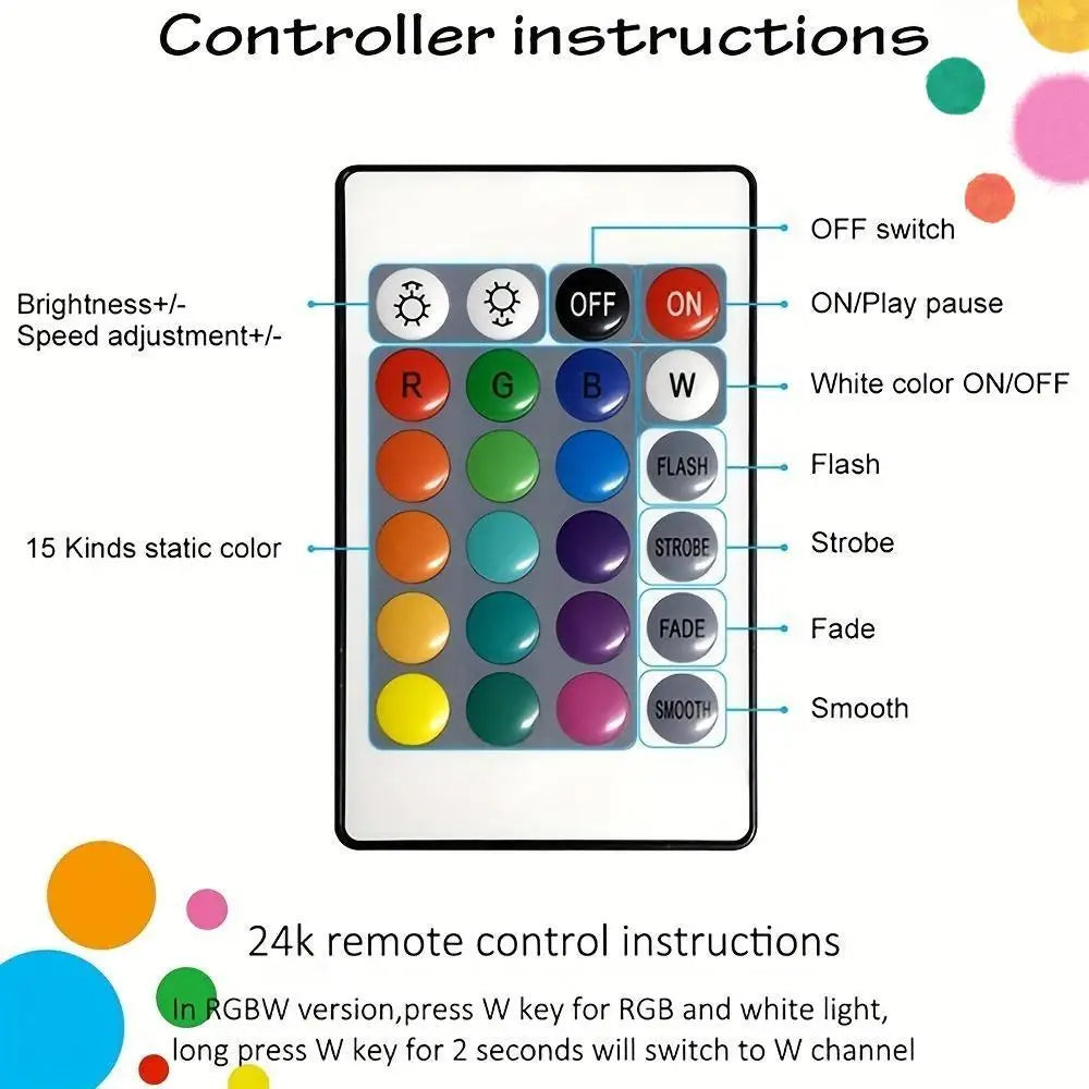 Remote controlled LED strip light up to 20m
