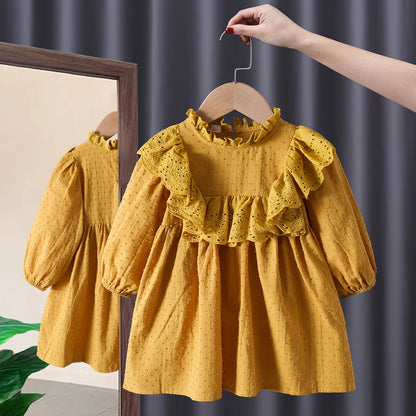Spring baby girl lace long sleeve dress