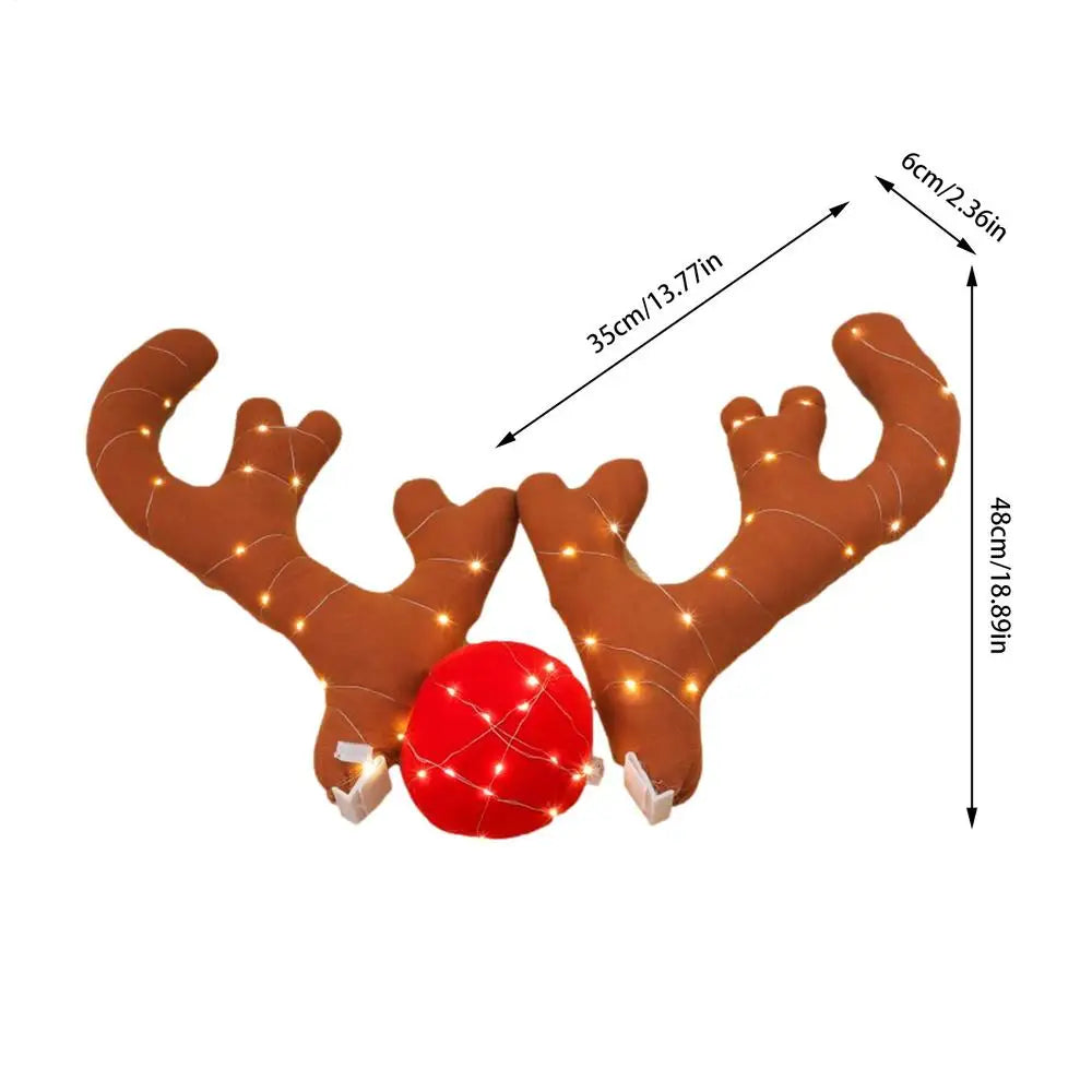 Christmas LED Car Antlers and Red Nose Decoration Set