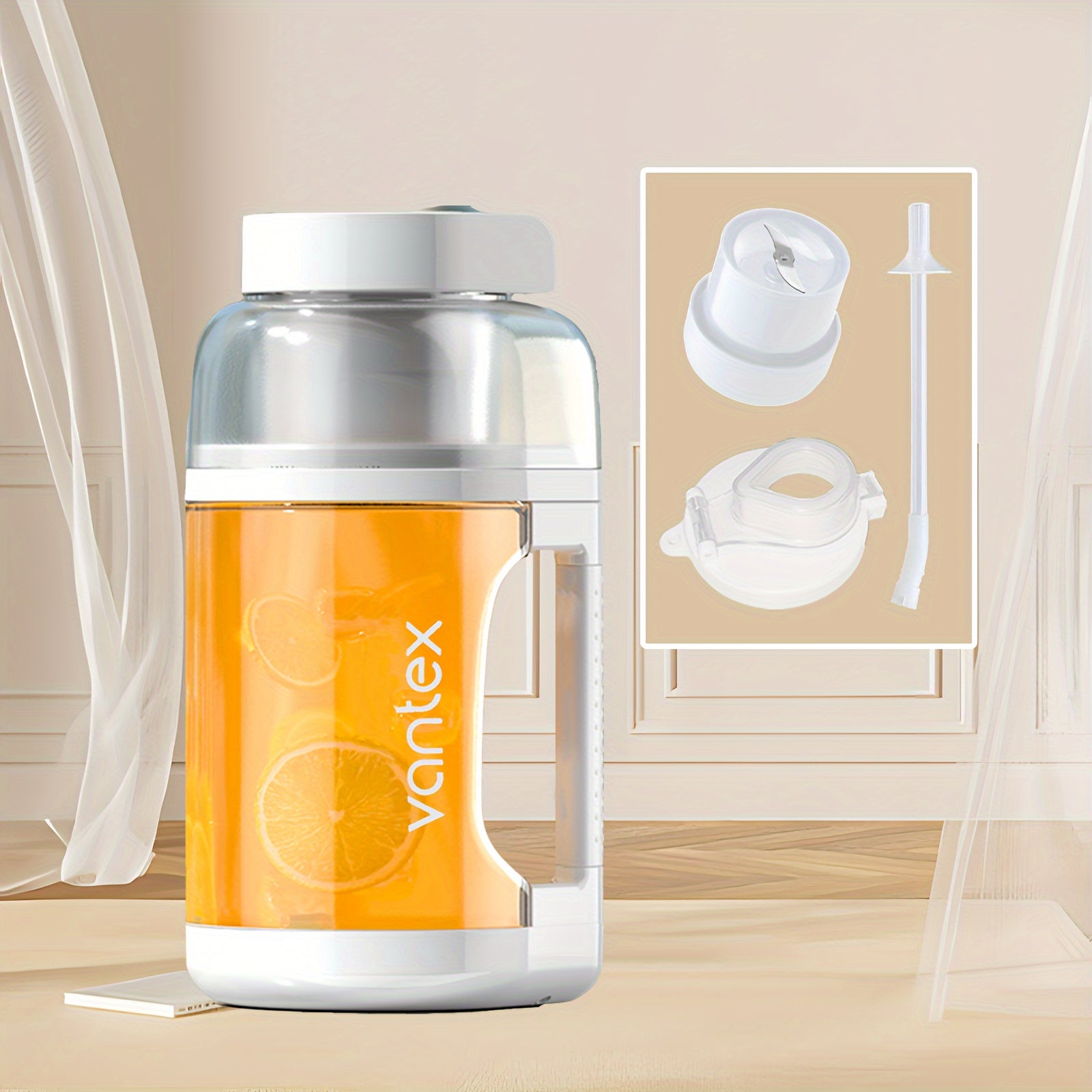 1500ml Portable Blender Bottle  Cordless Juicer for Shakes and Smoothies with 2 Replaceable Lids USB Rechargeable BPA Free Perfect for Gym Fitness Travel Kitchen Outdoor Camping and Sport Water Needs