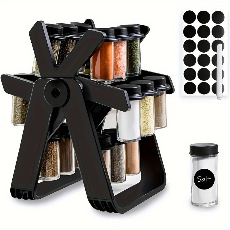 1pc Spice Rack 360 Rotating Ferris Wheel Swivel Spice Rack Countertop Windmills Shaped Spice Rack For Kitchen Countertop For 18 Piece Pots Kitchen Organizers And Storage Kitchen Accessories